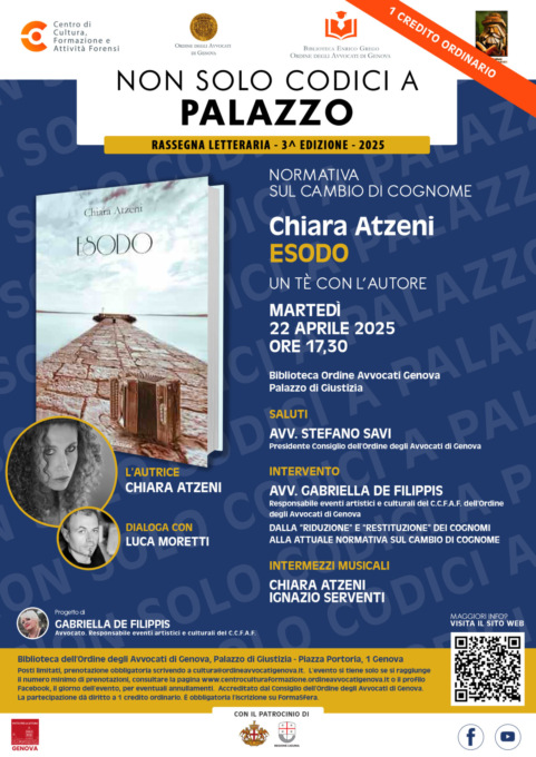 “Non solo Codici a Palazzo”, incontro con Chiara Atzeni a Palazzo di Giustizia.