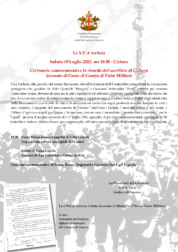 Sabato 19 luglio, a Cichero, la cerimonia commemorativa in ricordo del sacrificio di 7 partigiani trucidati.