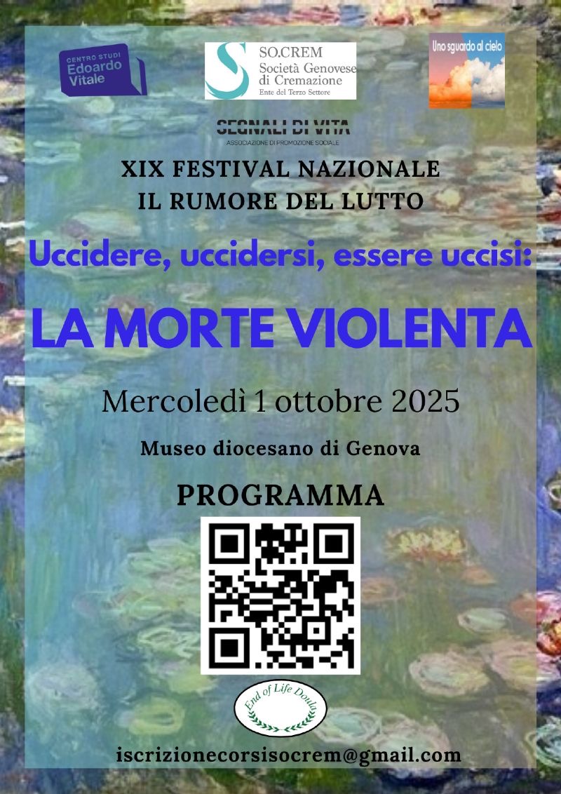 A Genova, domani, mercoledì 1° ottobre, “Uccidere, uccidersi ed essere uccisi: la morte violenta”. Al Museo Diocesano docenti universitari, giudici, avvocati si interrogano sul tema