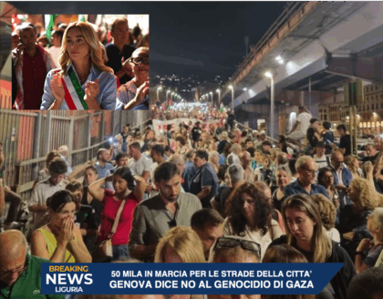 Genova in piazza per Gaza: in 50.000 alla fiaccolata notturna per le vie della città