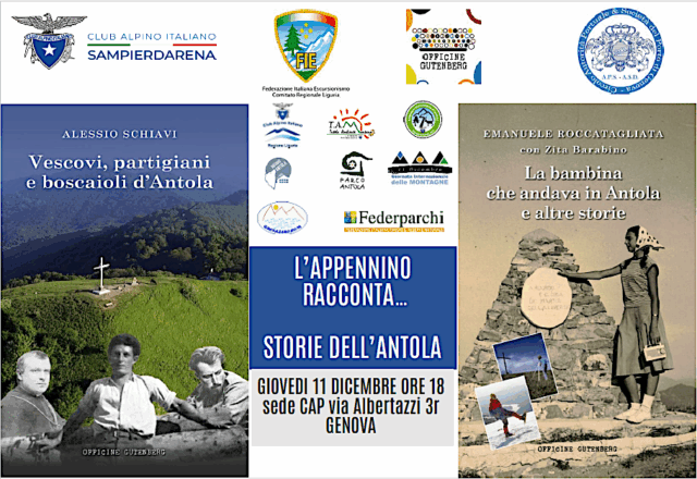Presentazione dei primi due volumi della nuova collana “L’Appennino Racconta”, con dialogo a più voci protagonista il  Monte Antola.