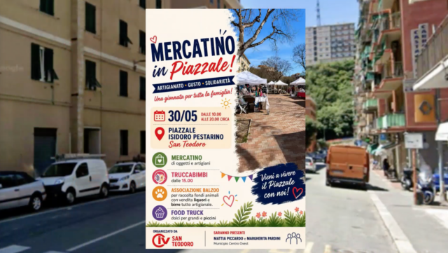 Un nuovo Mercatino nel quartiere di San Teodoro, in piazzale Pestarino. Si parte il 30 maggio prossimo.