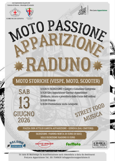 Ad Apparizione torna il tradizionale “Motoraduno” e la “Festa di inizio Estate”